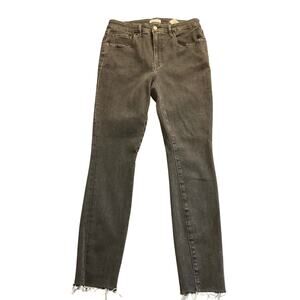 Good American Dark Wash Charcoal Straight Leg High Rise Raw Hem Jeans Size 12/31